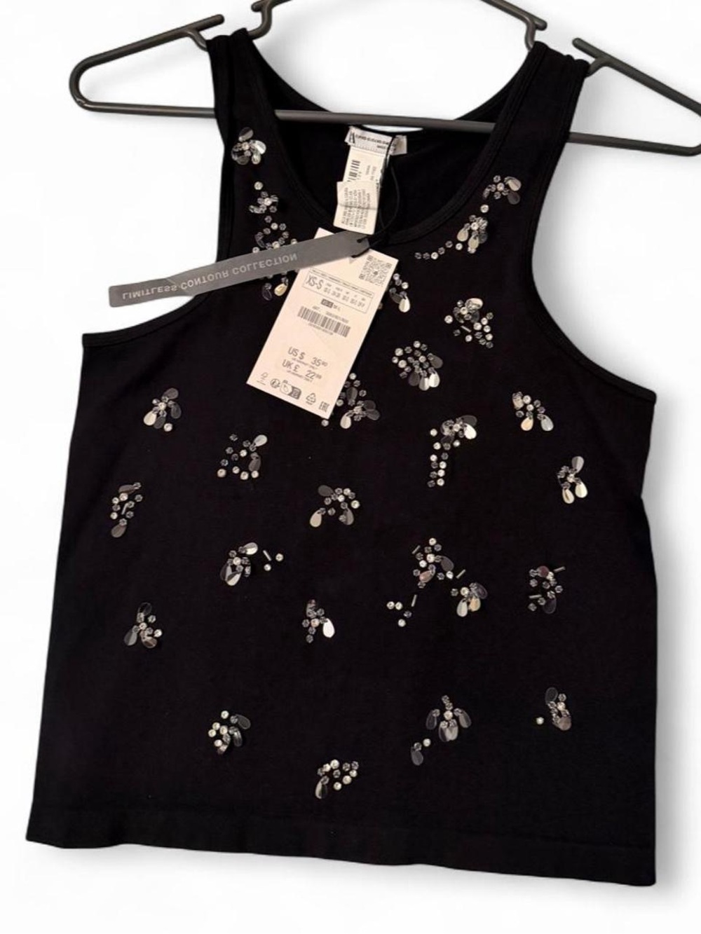 Zara Black Sequin Embellished Tank Top